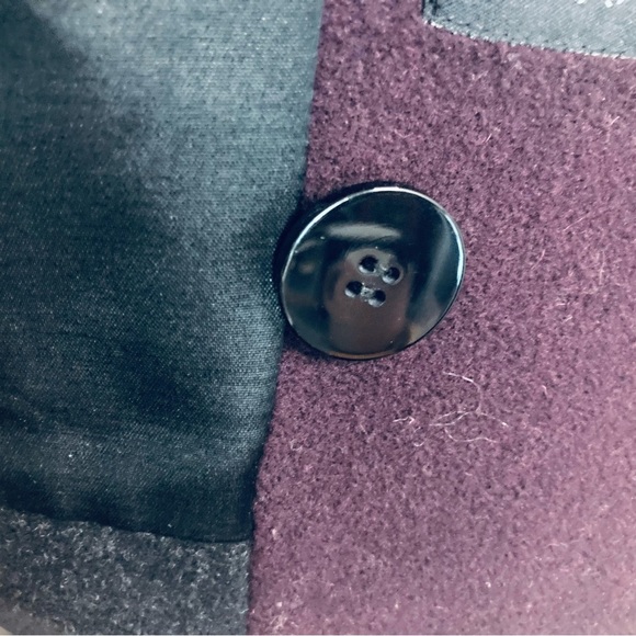 LONDON FOG Sz 14P Wool Blend Quilted Lining Colour Block Button Closure Pea Coat - Picture 10 of 15